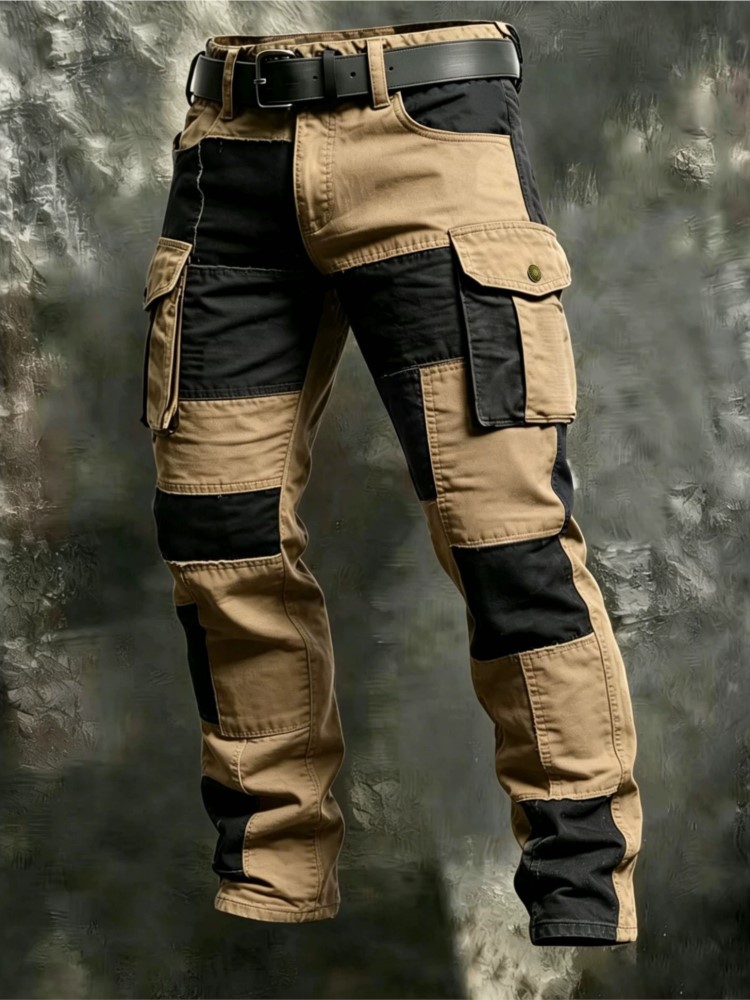 Street Fashion Art - Calças Cargo Masculinas de Algodão Cáqui