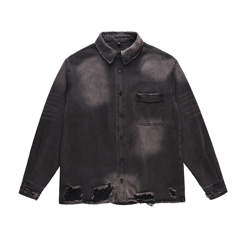 Street Fashion Denim - Jaqueta Jeans Masculina Rasgada Estilo High