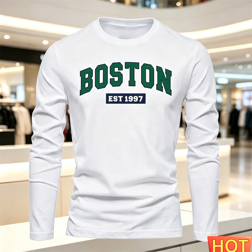 Fashion Streetwear - Camiseta masculina de manga comprida, outono-verão,