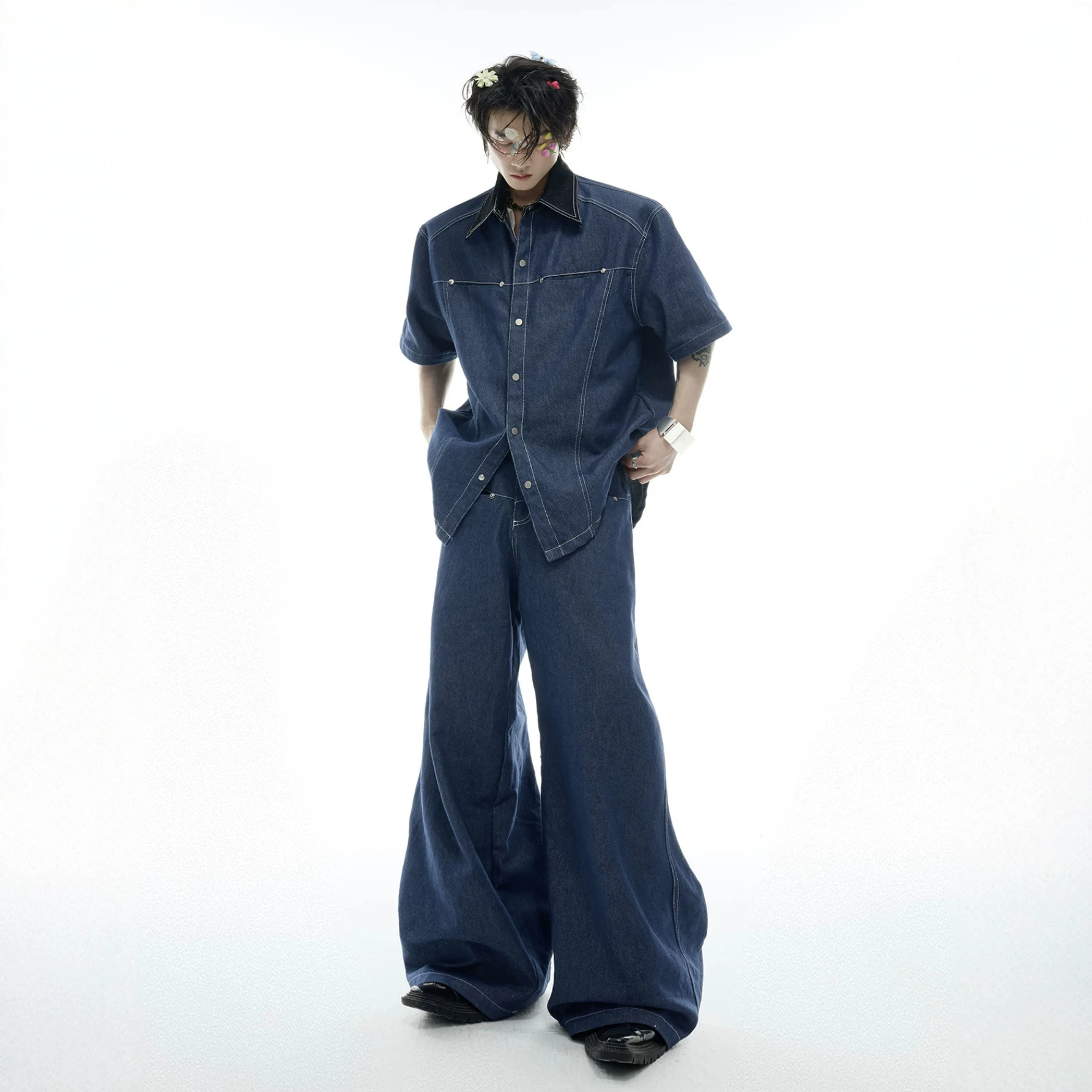 Street Fashion Denim - Conjunto Masculino de Verão em Jeans: