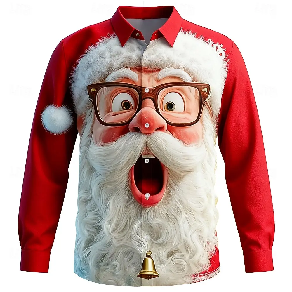 Street Fashion Fall 2025 - Natal masculino 3d gráfico manga longa,