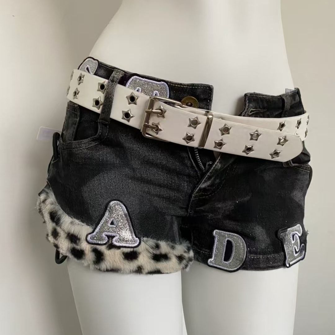 Street Fashion Denim - Y2k bordado remendo denim shorts mulher