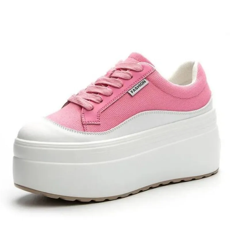 Street Fashion Ladies - 8cm nova lona de couro genuíno