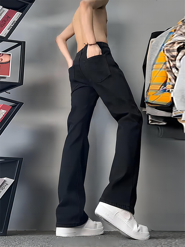 Street Fashion Co - Calça Jeans Masculina Cleanfit Preta Forrada