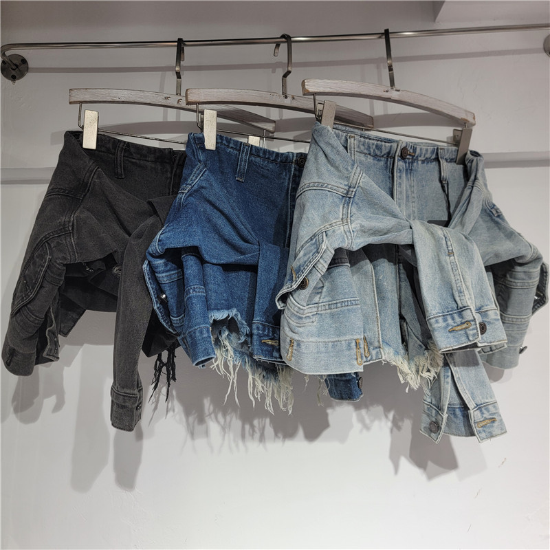 Street Fashion Denim - Shorts Jeans Feminino Vintage Lavado Cintura