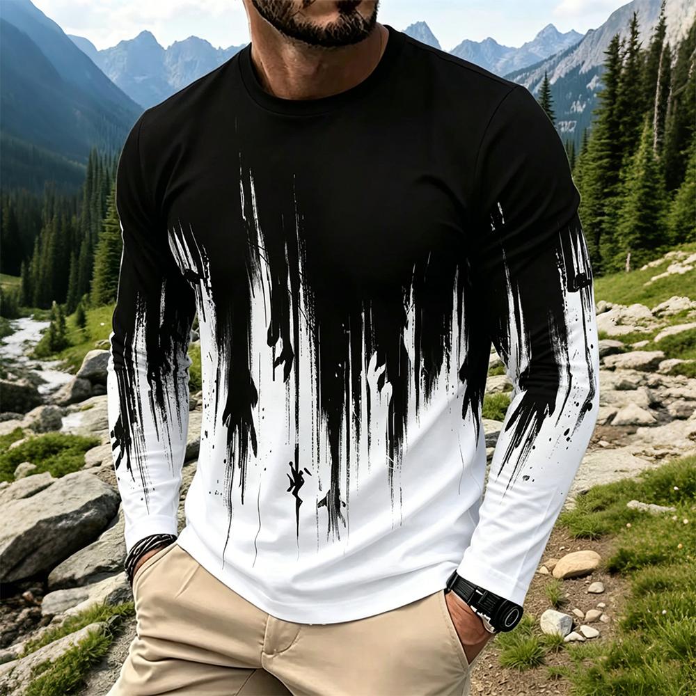 Fashion Streetwear - Camiseta Masculina de Manga Longa com