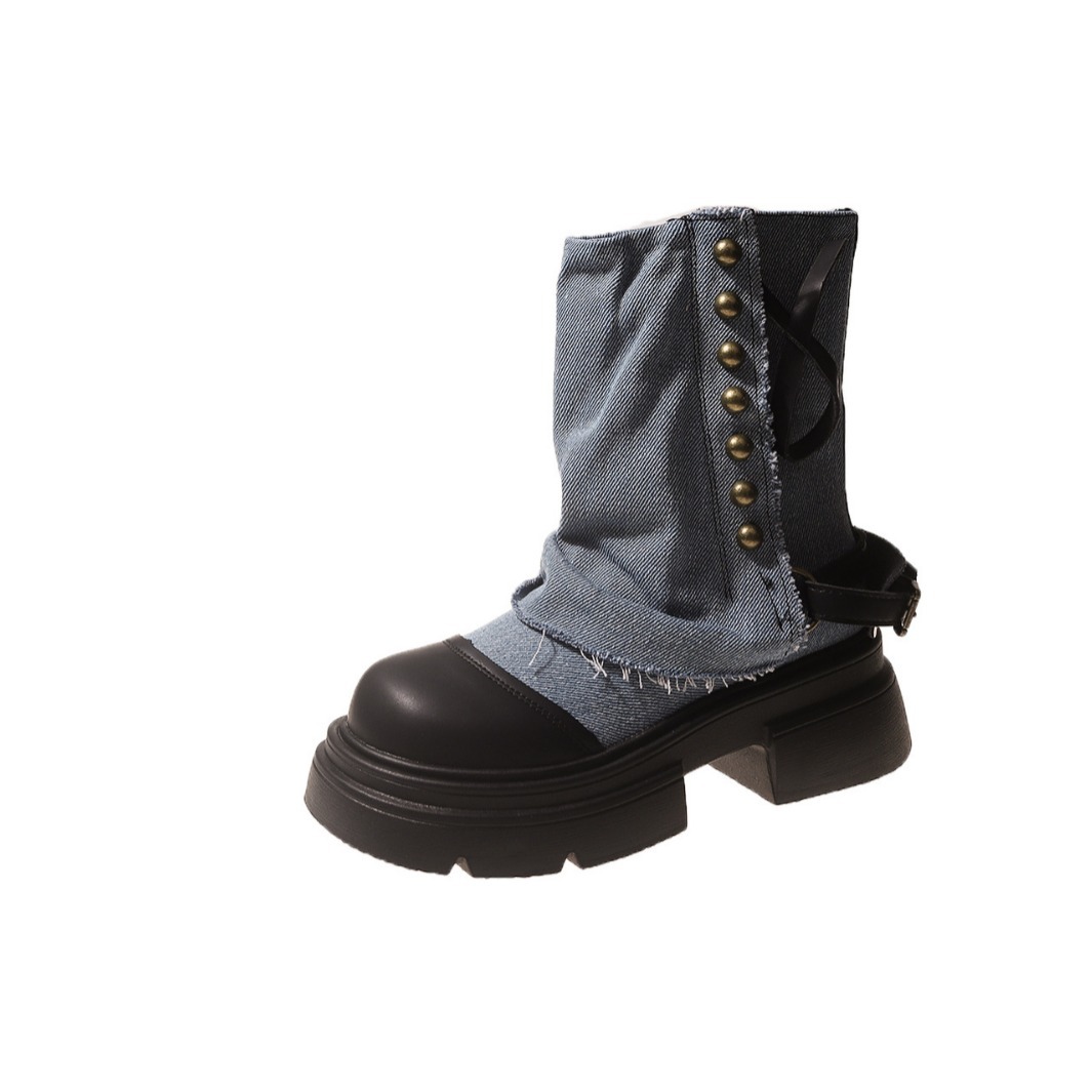 Botas femininas moda britânica - Street Fashion Denim avaliação e preço