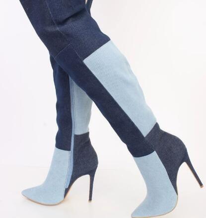 Botas Femininas Longas de Jean - Street Fashion Denim avaliação e preço