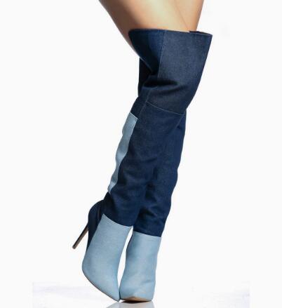 Botas Femininas Longas de Jean - Street Fashion Denim avaliação e preço