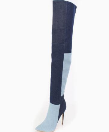 Botas Femininas Longas de Jean - Street Fashion Denim avaliação e preço