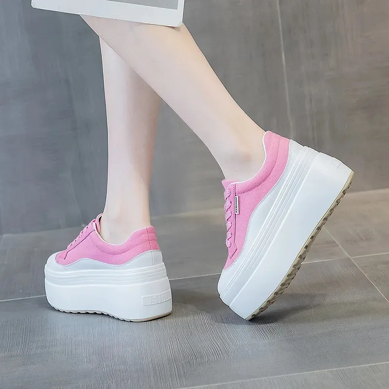 8cm nova lona de couro genuíno - Street Fashion Ladies avaliação e preço