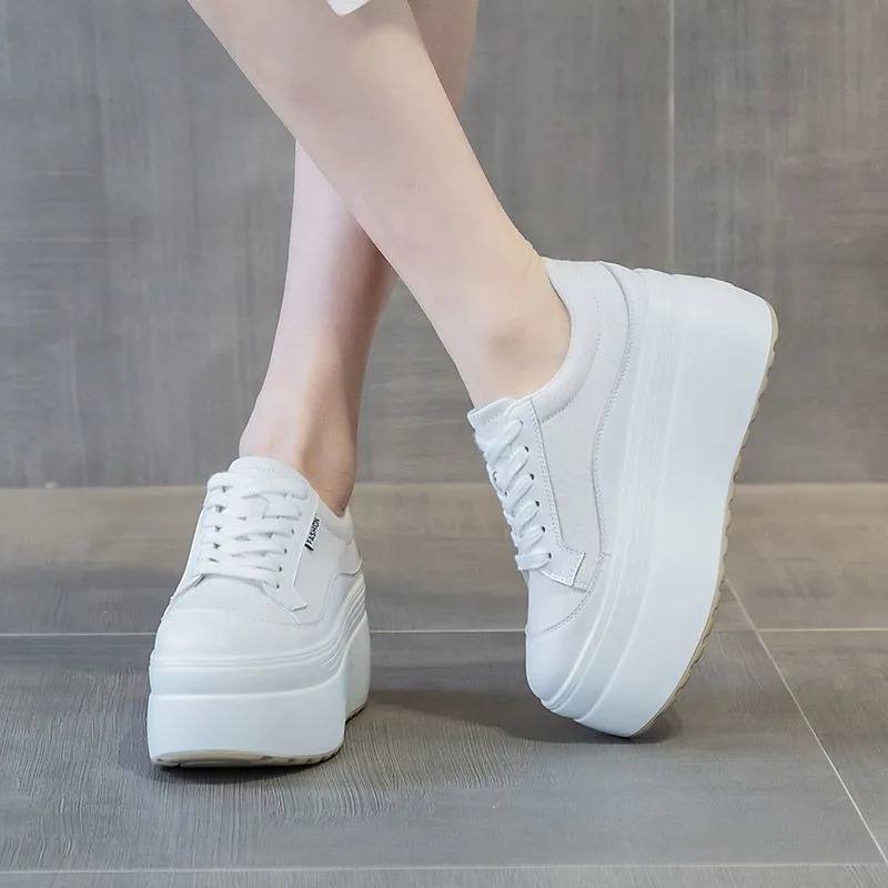 8cm nova lona de couro genuíno - Street Fashion Ladies avaliação e preço
