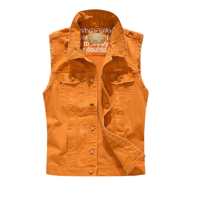 Homens Slim Denim Coletes Jaqu - Street Fashion Style Male avaliação e preço