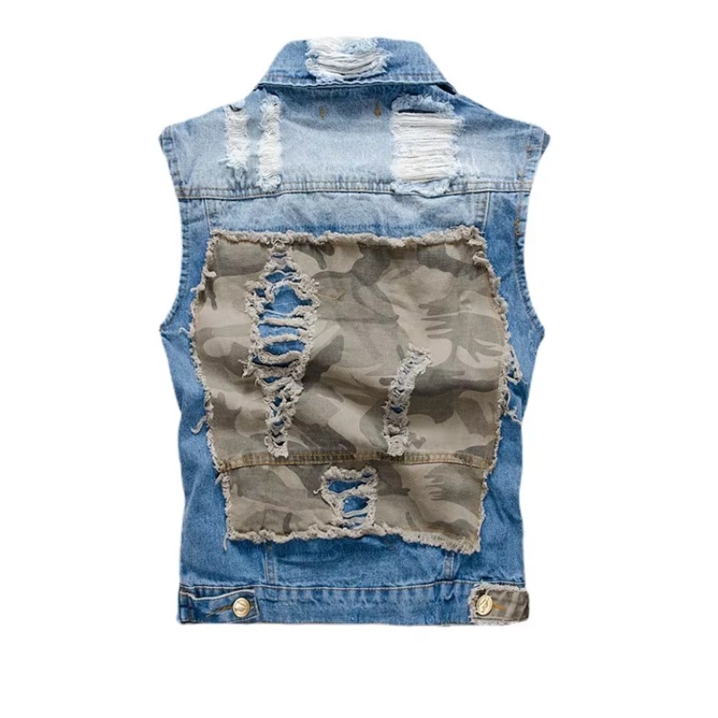 Homens Slim Denim Coletes Jaqu - Street Fashion Style Male avaliação e preço