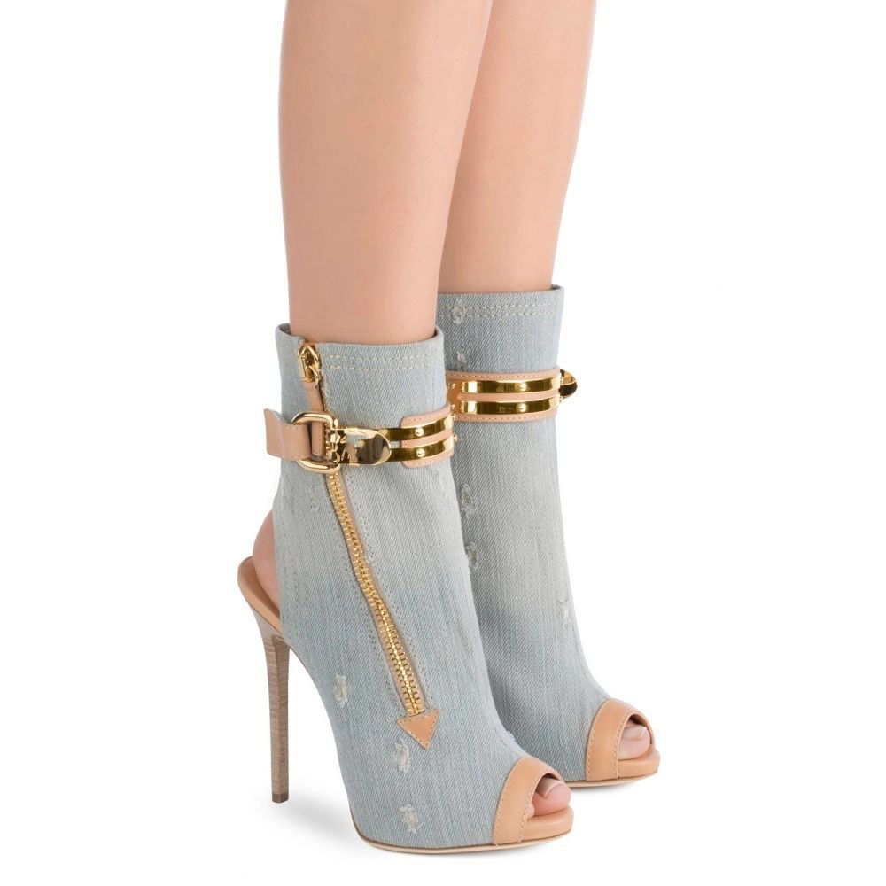Botas Femininas de Salto Agulh - Street Fashion Denim avaliação e preço