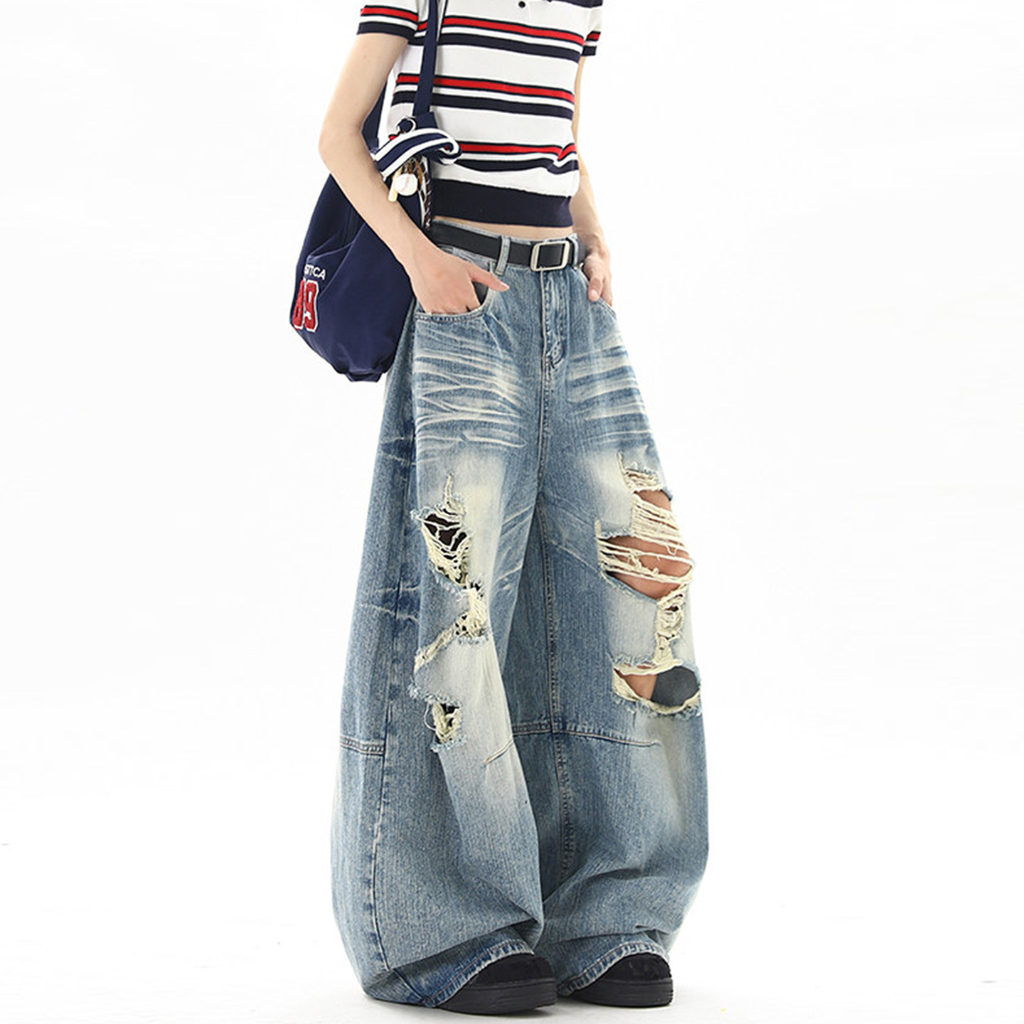 Calças Jeans Rasgadas de Estil - Street Fashion Denim avaliação e preço